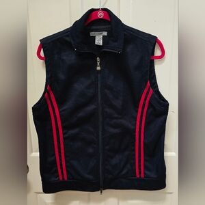 Vintage Oleg Cassini Sports Navy Blue Vest with Red Stripes-Women Size L